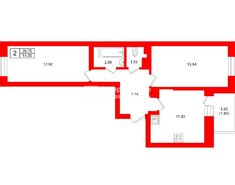 2-комн. кв. 50 м² 3/11 этаж