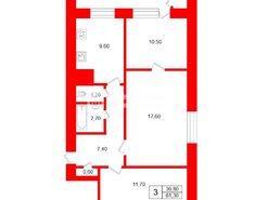 3-комн. кв. 61.3 м² 10/15 этаж
