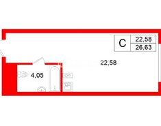 Студия 26.6 м² 10/14 этаж