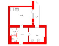 1-комн. кв. 36.7 м² 14/17 этаж