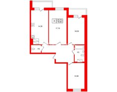 3-комн. кв. 78.3 м² 15/19 этаж