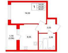 1-комн. кв. 29.08 м² 8/24 этаж