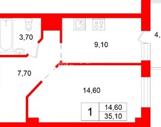 1-комн. кв. 35.1 м² 3/24 этаж