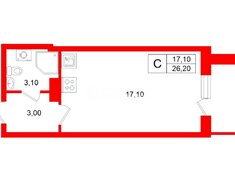 Студия 26.2 м² 13/16 этаж