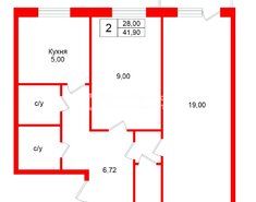 2-комн. кв. 41.9 м² 2/5 этаж