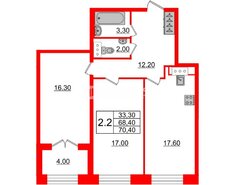 2-комн. кв. 70.4 м² 4/8 этаж