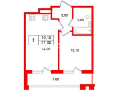 1-комн. кв. 31.8 м² 2/4 этаж