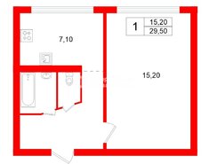 1-комн. кв. 29.5 м² 1/5 этаж