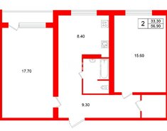 2-комн. кв. 56.9 м² 5/5 этаж