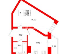1-комн. кв. 34.6 м² 14/15 этаж