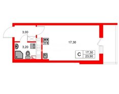 Студия 23.5 м² 11/21 этаж
