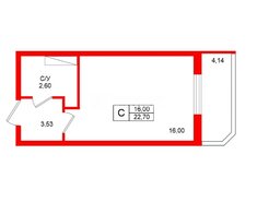 Студия 22.7 м² 4/12 этаж