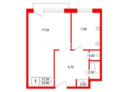 1-комн. кв. 33.8 м² 6/9 этаж