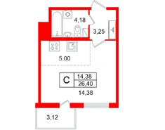 Студия 26.4 м² 2/8 этаж