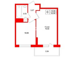 1-комн. кв. 32.8 м² 3/20 этаж