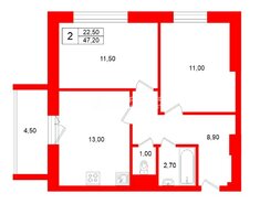 2-комн. кв. 47.2 м² 4/15 этаж