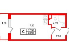 Студия 23.9 м² 1/4 этаж