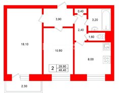 2-комн. кв. 48.4 м² 4/5 этаж