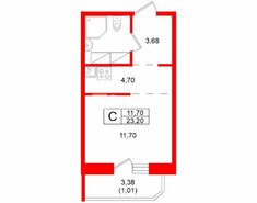 Студия 23.2 м² 5/25 этаж