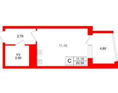 Студия 20.5 м² 5/11 этаж