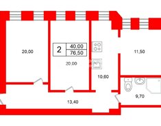 3-комн. кв. 76.5 м² 5/6 этаж