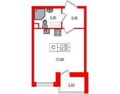 Студия 24.4 м² 2/7 этаж