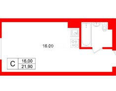 Студия 21.9 м² 2/4 этаж