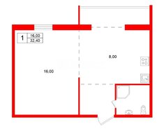 1-комн. кв. 32.4 м² 23/23 этаж
