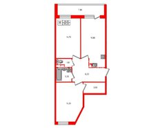 2-комн. кв. 64.2 м² 2/20 этаж