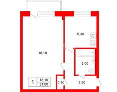 1-комн. кв. 31 м² 4/5 этаж