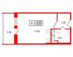 Студия 24 м² 9/12 этаж