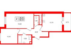 2-комн. кв. 53.1 м² 19/24 этаж