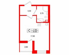 Студия 24.6 м² 7/12 этаж
