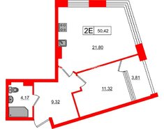 1-комн. кв. 50.42 м² 5/8 этаж