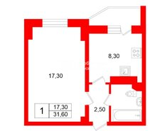 1-комн. кв. 31.6 м² 2/14 этаж
