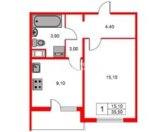 1-комн. кв. 35.5 м² 5/24 этаж