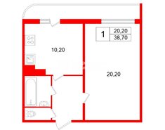 1-комн. кв. 38.7 м² 10/12 этаж