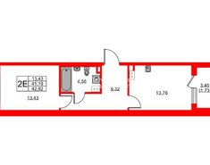 1-комн. кв. 42.92 м² 4/4 этаж