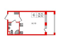 Студия 24.7 м² 1/13 этаж