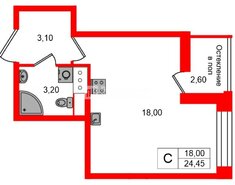 Студия 24.45 м² 8/12 этаж