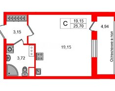 Студия 25.7 м² 8/12 этаж