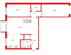 3-комн. кв. 59.8 м² 2/5 этаж
