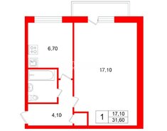 1-комн. кв. 31.6 м² 2/5 этаж