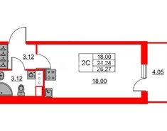 Студия 24.24 м² 6/23 этаж