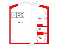 1-комн. кв. 36.5 м² 9/22 этаж