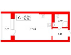 Студия 24 м² 2/16 этаж