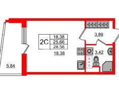 Студия 25.3 м² 7/24 этаж