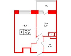 1-комн. кв. 32.4 м² 7/12 этаж