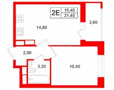 1-комн. кв. 31.4 м² 7/15 этаж