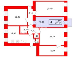 Комната 15.9 м² в 4-комн. кв. 5/5 этаж